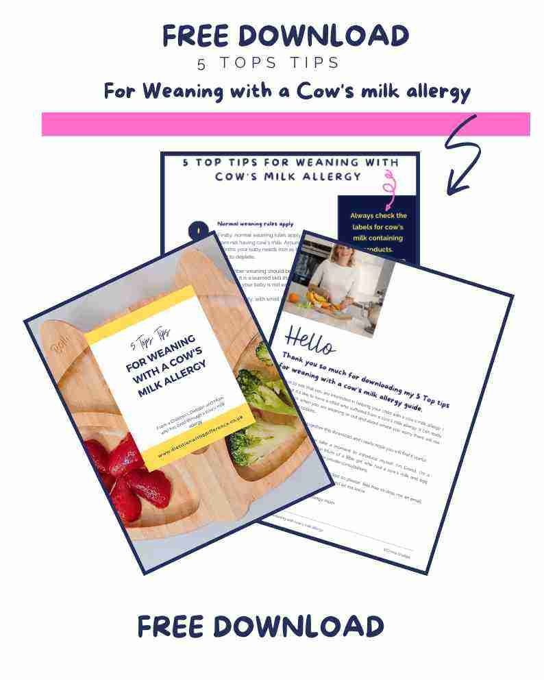 Examples of free weaning guide for cow's milk protein allergy