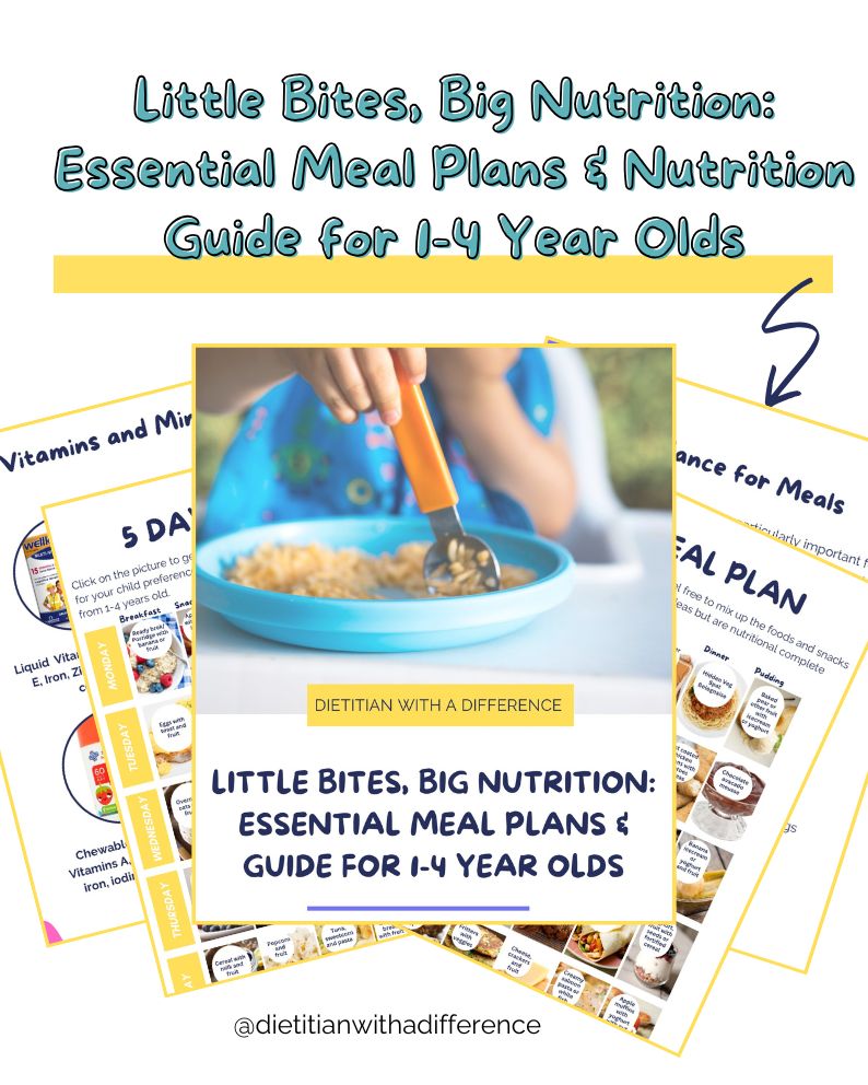 Meal plan and schedule for 1-4 year olds 